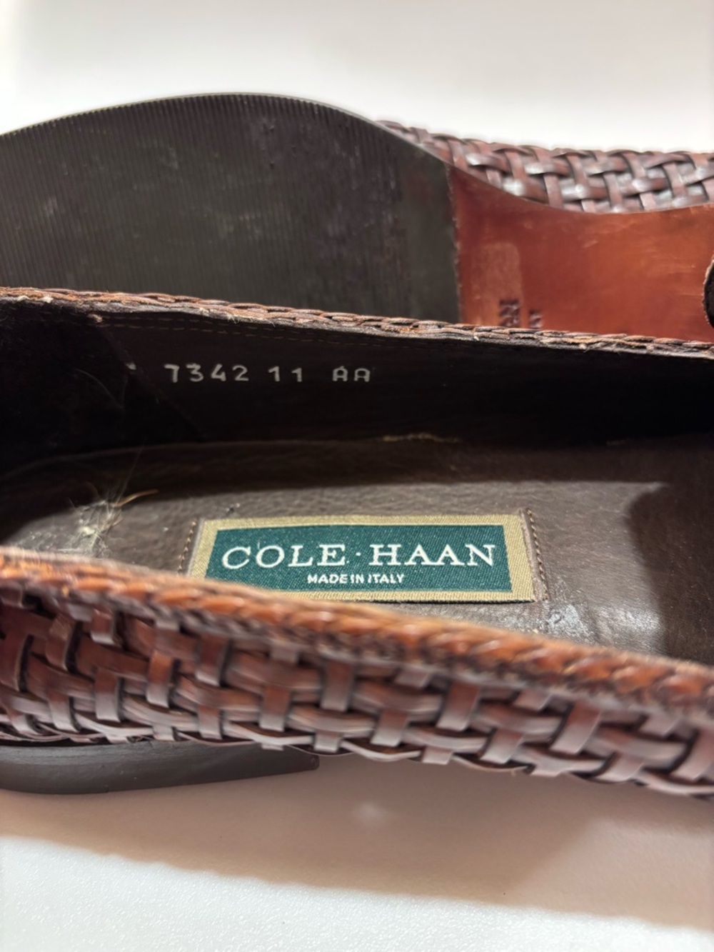 Cole Haan Brown Woven Leather Loafers - Picture 4 of 7